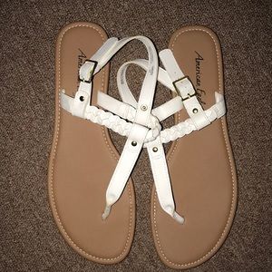 White braided American Eagle Sandals